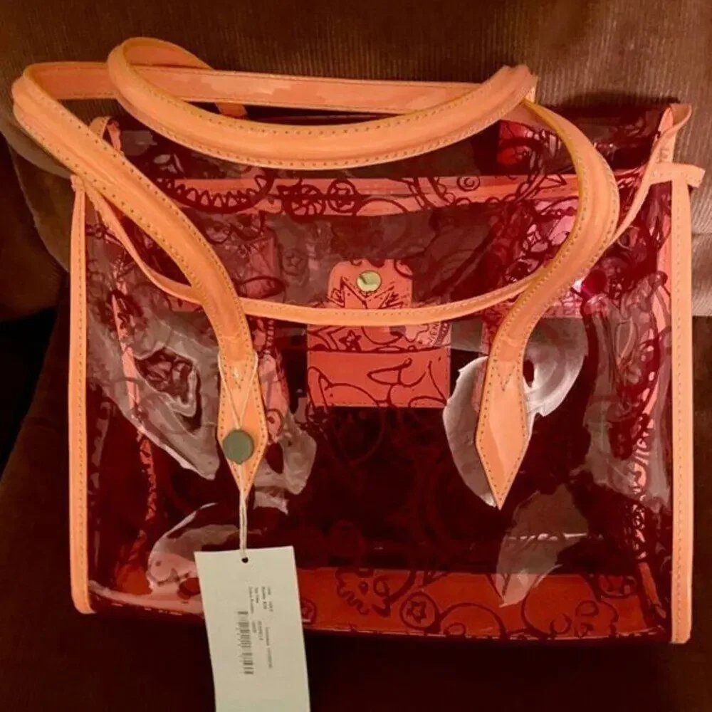 Clear Pink PVC Vivienne Westwood tote with Orange leather trim